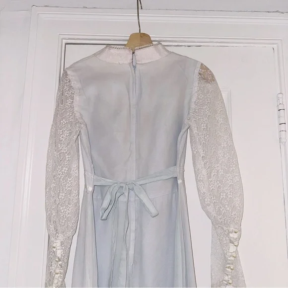 Vintage Gunne Sax Era Lace Long Sleeve Boho Bohemian Maxi Dress Cottagecore - Picture 3 of 11